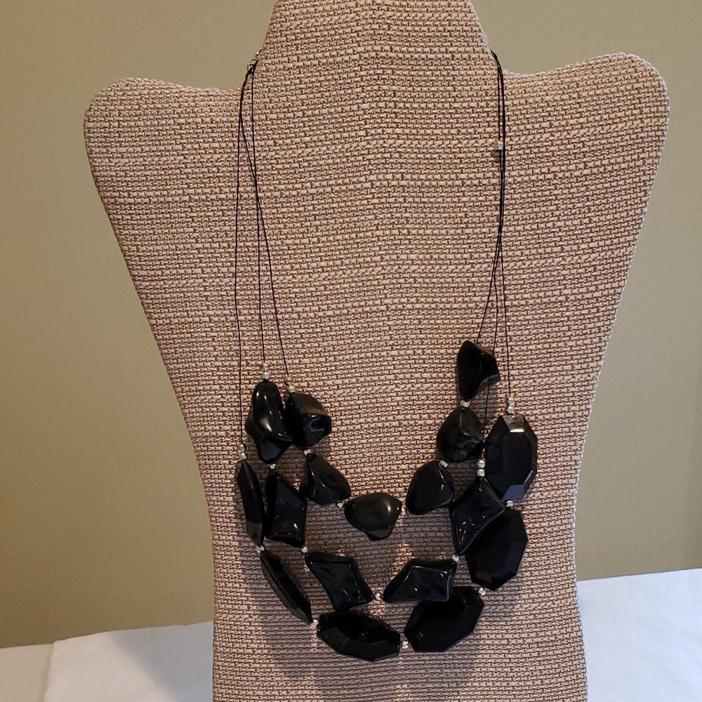 Black Beaded 3 layer necklace